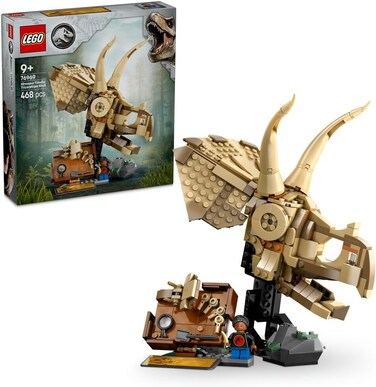 Lego Jurassic World Dinosaur Fossils: Triceratops Skull Model, Dinosaur Toy For 9+ Year Old Boys &amp; Girls, with Opening Jaw &amp; Display Stand, Birthday Gift Idea 76969