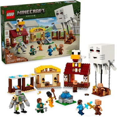 Lego Minecraft The Ghast Balloon Village Attack - Building Toy Incl. Steve's House, Exploding Fountain Function, 4 Minifigures &amp; An Iron Golem Figure - Collectible Movie Set For Boys, Ages 10+ - 21273