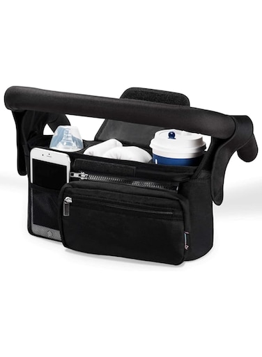 TERRIFI Universal Stroller Organizer with Insulated Cup Holder Detachable Phone Bag &amp; Shoulder Strap, Fits for Stroller like Uppababy, Baby Jogger, Britax, BOB, Umbrella and Pet Stroller