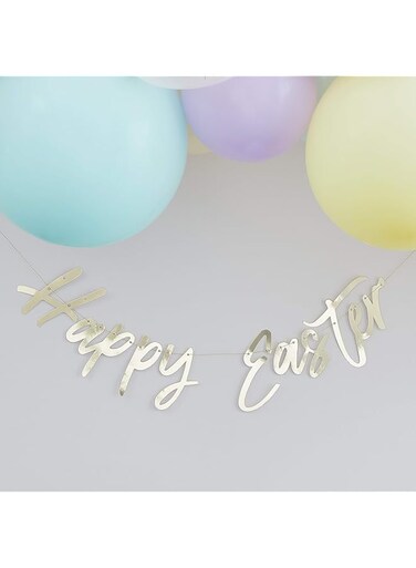 Ginger Ray Gold Happy Easter Bunting Banner Decoration