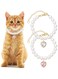 2pcs Cat Dog Pearl Collar, Adjustable Small Cat Collar Pear Dog Necklaces, Cute Fancy Jewelry Accessories with Heart Shape Rhinestone, Wedding Birthday Party for Puppy Pets Small Dogs - White &amp; Pink