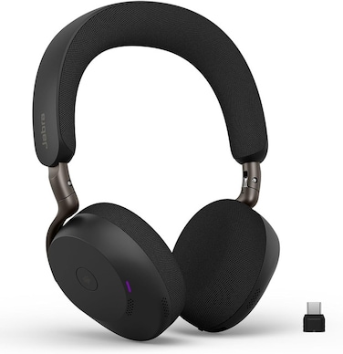 Jabra Evolve3 75 Wireless Bluetooth Headset with AI Noise Cancellation, Clear Voice Mic, Link 390c, Microsoft Teams Certified &ndash; Black