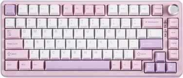 YUNZII B75 PRO Wireless Mechanical Keyboard,75% Creamy Gaming Keyboard Gasket Hot Swap Custom with Knob,Pre-lubed Switches RGB,Bluetooth/Type-C/2.4G (Milk Switch,Purple)