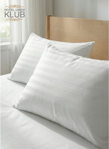 Linen Klub 2-Piece Hotel Linen Klub 600Tc 100% Stripe Sateen Weave Pillow Covers Cotton White 50x75cm