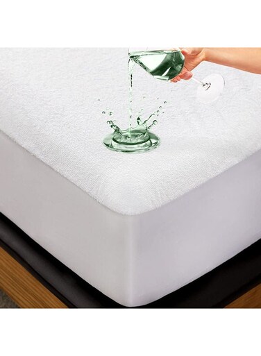 100 GSM Cotton Water Proof Terry Mattress Protector Cotton White 100x200cm