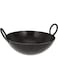 Iron Kadai Cooking Pot with Double Handle, 39 CM, BLACK, IK0016, Jalebi Kadai, Stir Fry Pan, Wok Black