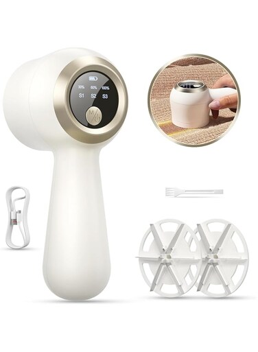 Electric Fabric Shaver, with 3-Speeds Rechargeable Lint Shaver, with Free Extra Blade Led Digital Display Lint Remover, Quickly Remove Lint Balls, Fuzz, Bobbles from Clothes, Couch and Carpet, Clothes