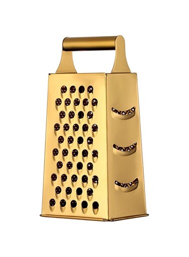 Large Stainless Steel 4 Sides Grater Slicer with Handle, Multifunctional Cutter Planing for Ginger, Garlic, Cucumbers, Carrots, Cheese, Potato, Ergonomic Design Kitchen Gadgets Accessories Gold