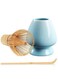 3-Piece Matcha Tea Whisk Set Stirrer Bamboo Spoon with Hook Brush Placeer Traditional Tools Blue