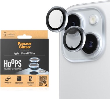 Panzerglass Hoops Camera Lens Protector For Apple iPhone 15/15 Plus, Shock Resistant, Scratch Resistant, Anti-Fingerprint, Zero Picture Distortion, Easy Install, Blue