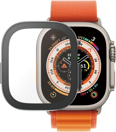 Panzerglass Full Body Screen Protector With D3O Compatible For Apple Watch Ultra 2023 49Mm- Clear With Black Frame