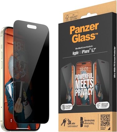 Panzerglass Ultrawide Privacy Screen Protector Compatible With iPhone 15 Plus 2023 6.7", Privacy Filter, Edge To Edge Tempered Glass,