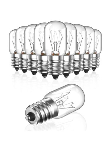 Bonlux 10-Pack Salt Lamp Bulbs Dimmable, 16W E14 SES Small Edison Screw Incandescent Pygmy Lamp Bulbs T22 Tubular Appliance Light Bulb for Himalayan Salt Lamp Oven Light Fridge Warm White 2600K