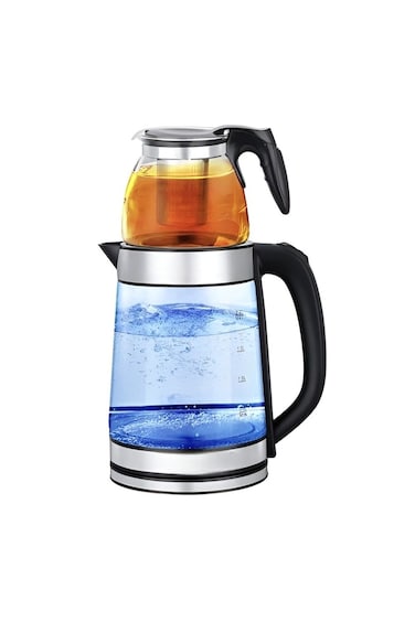 2 in 1 Glass Tea Maker &amp; Kettle &ndash; 2200W, UK Strix Control, German Glass, Stainless Steel Base