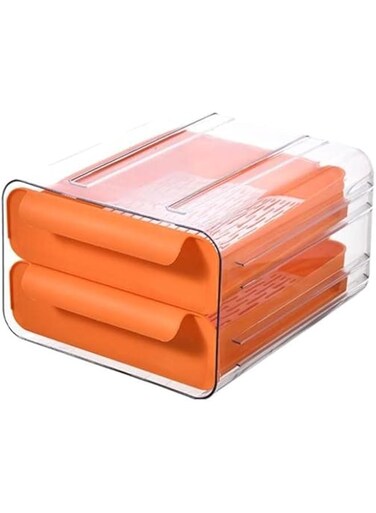 MISBAH Double Drawer Multi-Use Fridge Organizer - Orange (1 Unit)