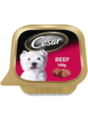 Cesar Dog Food, Beef Dog Wet Food 100g, Formulated Without Grains, Complete and Balanced Dog Nutrition