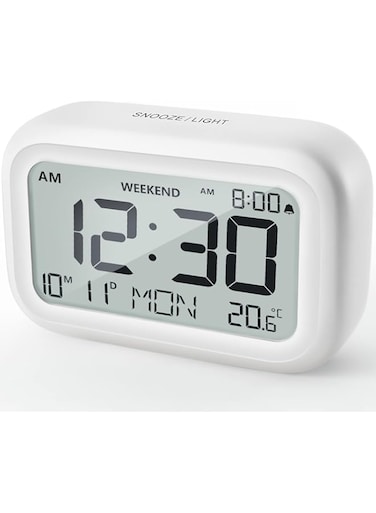 Digital Alarm Clock, Creative Smart Nightlight Alarm Clock, Bedside Desk Table Electronic Clock Battery Operated Mute Luminous Alarm Clock with Adjustable Light, Suitable for Students &amp; Children