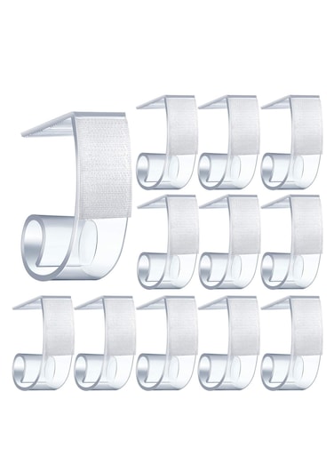 Tablecloth Clips, 25 Pieces Table Skirting Clips, SMC Model Plastic Tablecloth Clips for Table 1.5-2 Inch with Hook and Loop, Table Clips for Tablecloths Meeting Indoor Outdoor Events Restaurant