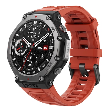 Amazfit T-Rex 3 Outdoor Rugged Military 48mm Smart Watch, Built in GPS, 27 Days Battery Life, Offline Maps, 2000 Nits Brightness, 10 ATM Water Resistance, AI Coach, for iOS &amp; Android (Lava)