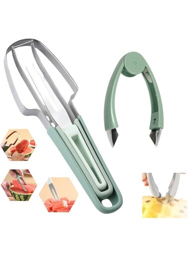NimbusNote 3-in-1 Watermelon Cutter kitchen gadgets and Pineapple Eye Remover Tools,Portability Fruit Fork Fruit Divider watermelon cutter slicer Tool (Combo packages)