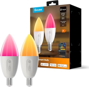 Govee Smart E14 Dimmable RGBWW LED Light Bulb (Pack of 2)