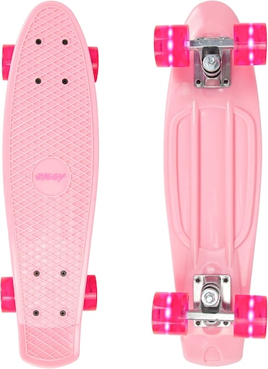 ZIGGY 22" LED Light-Up Skateboard for Kids  Mini Cruiser for Girls &amp; Boys with PU Lighted Wheels, ABEC-5 Bearings &amp; Aluminum Trucks &ndash; Pink