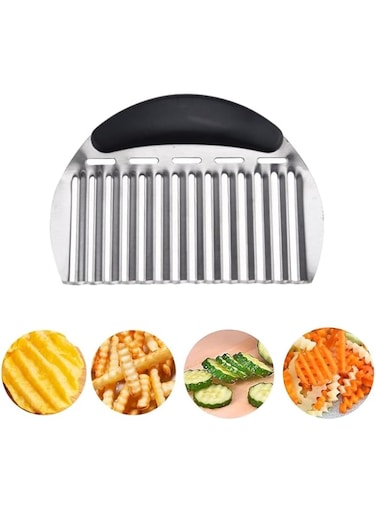 Oasisgalore Crinkle Cutter for Veggies Potatoes, Stainless Steel Wave Knife, Kitchen Crinkle Cutter Knife Chipper Salad Chopping Cucumber Carrot Fruit Vegetable