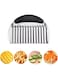 Oasisgalore Crinkle Cutter for Veggies Potatoes, Stainless Steel Wave Knife, Kitchen Crinkle Cutter Knife Chipper Salad Chopping Cucumber Carrot Fruit Vegetable