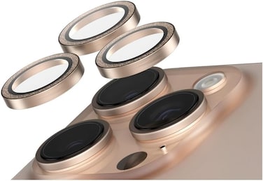 Panzerglass Safe Camera Lens Protector For Apple iPhone 16 Pro / 16 Pro Max 2024, Ultra High Clarity Glass, Full Coverage Individual Lens Protection, Anti-Scratch Anti-Fingerprint, Glitter Gold