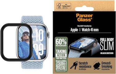 Panzerglass Snappie Full Body Screen Protector For Apple Watch Series 10 41mm 2024, Full Screen &amp; Frame Coverage, Drop/Impact/Scratch Protection, Easy Snap Installation -Black
