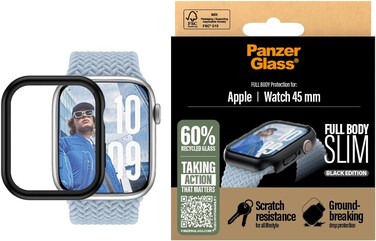 Panzerglass Snappie Full Body Screen Protector For Apple Watch Series 10 45Mm 2024, Full Screen &amp; Frame Coverage, Drop/Impact/Scratch Protection, Easy Snap Installation -Black
