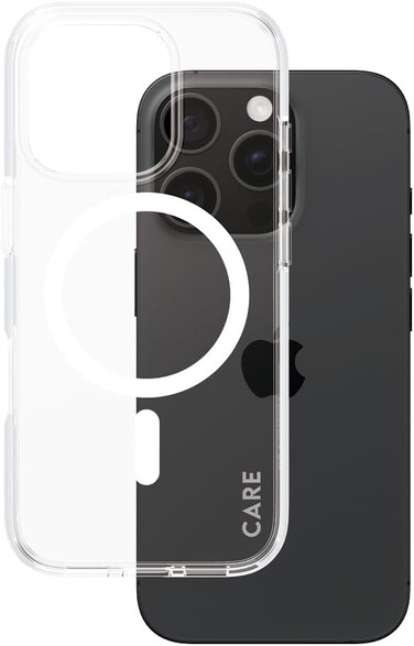 Panzerglass Care Flagship MagSafe Case For Apple iPhone 16 Pro 6.3" 2024, 15-Ft Drop Protection, Anti-Yellowing, Slim Profile, Raised Camera Bezel, MagSafe Compatible, Clear/White