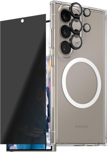 Panzerglass Care Fashion 3-In-1 Bundle Privacy, Urban Combat Case + Privacy Screen Protector + Camera Lens Protector For Samsung Galaxy S25 Ultra, Full Privacy, Slim Design, Durable Protection