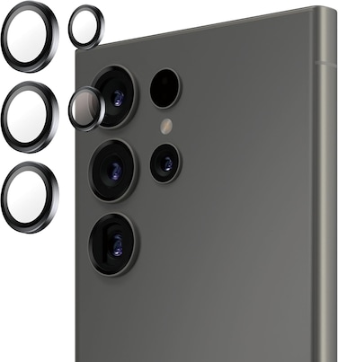 Panzerglass Hoops Camera Lens Protector For Samsung Galaxy S25 Ultra, Scratch &amp; Shock-Resistant, Slim Profile, Transparent Design, Enhanced Drop, Bump &amp; Scratch Protection, Easy Install - Black