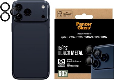 PanzerGlass iPhone 17 Pro Max / 17 Pro / 16 Pro Max / 16 Pro Camera Lens Protector Hoops, Rings With High Clarity, Anti-Scratch Anti-Fingerprint, No Image Distortion, Easy Install, Black