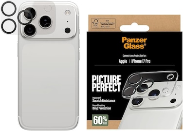 PanzerGlass iPhone 17 Pro Max / 17 Pro Camera Lens Protector Picture Perfect, Ultra High Clarity, Full Coverage With Plate Protection, Anti-Scratch Anti-Fingerprint - Transparent
