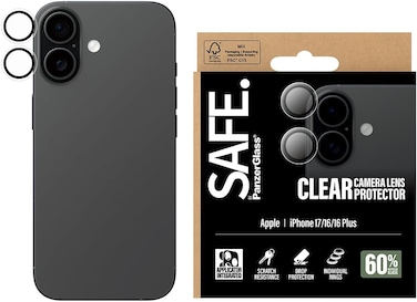 PanzerGlass Safe iPhone 17/16 Plus / 16 Camera Lens Protector Hoops, Rings With High Clarity, Anti-Scratch Anti-Fingerprint, No Image Distortion, Easy Install, Transparent