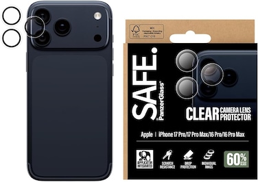 PanzerGlass Safe iPhone 17 Pro Max / 17 Pro / 16 Pro Max / 16 Pro Camera Lens Protector Hoops, Rings With High Clarity, Anti-Scratch Anti-Fingerprint, No Image Distortion, Easy Install, Transparent