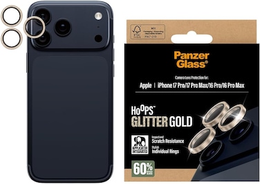 PanzerGlass iPhone 17 Pro Max / 17 Pro / 16 Pro Max / 16 Pro Camera Lens Protector Hoops, Rings With High Clarity, Anti-Scratch Anti-Fingerprint, No Image Distortion, Easy Install, Glitter Gold