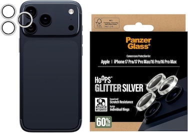 PanzerGlass iPhone 17 Pro Max / 17 Pro / 16 Pro Max / 16 Pro Camera Lens Protector Hoops, Rings With High Clarity, Anti-Scratch Anti-Fingerprint, No Image Distortion, Easy Install, Glitter Silver