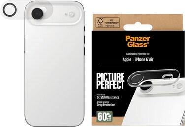 PanzerGlass iPhone 17 Air Camera Lens Protector Picture Perfect, Ultra High Clarity, Full Coverage With Plate Protection, Anti-Scratch Anti-Fingerprint - Transparent