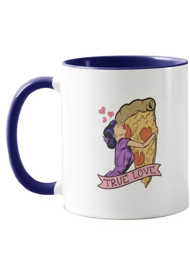Piece True Love Pizza Printed Mug Navy Blue/White