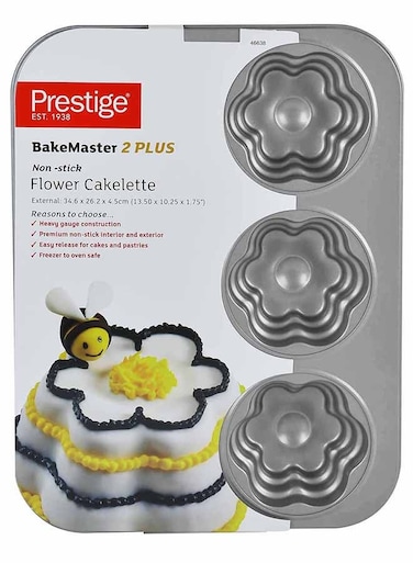 Bakemaster 2 Flower Cakelette Pan Grey 34.6 x 26.2 x 4.5cm