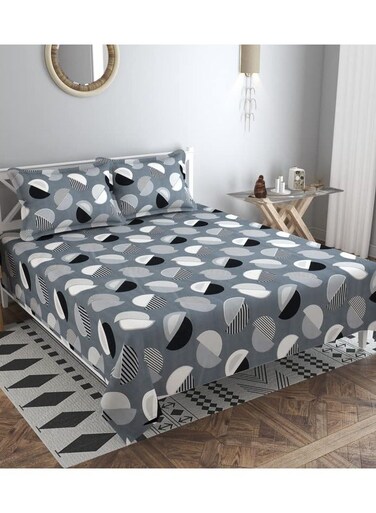 HOME Premium Glace Cotton King Bed Sheets with 2 King Pillowcases by Kingston   Luxurious Soft Sheets (3 Piece Set, 275 X 275 CM Flat sheet, 50 X 75 CM Pillow Covers, Light black)