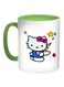 Kitty Printed Coffee Mug White/Green/Pink