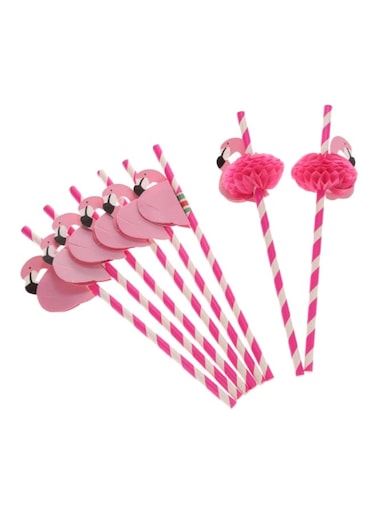 Flamingo Paper Straws Pink/White