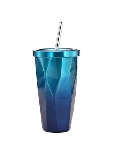 ELECDON 16oz Tea Cup Insulated Coffee Mug, Stainless Steel Tumbler with Lid and Straw, Vacuum Insulated Tumbler Cup, Double Wall Coffee Tumbler, Travel Mug, Colorful irregular (Dream ocean)