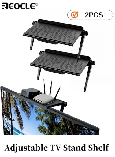 2pcs Adjustable TV Stand Shelf No-Drill Storage Organizer Strong Bearing Display Rack ABS Resin Material Space-Saving for Living Room Home 10.24&Acirc;&nbsp;inches&Atilde;&mdash;4.53&Acirc;&nbsp;inches&acirc;&euro;&lsaquo;