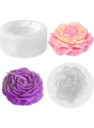 Baanfly 3D Large Peony Honeycomb Candle Moulds Flower Rose Silicone Mold Soy Wax Beeswax Aromatherapy Soap Making Chocolate Baking Molds for Birthday Valentine's Day Wedding Party Christmas Decoration