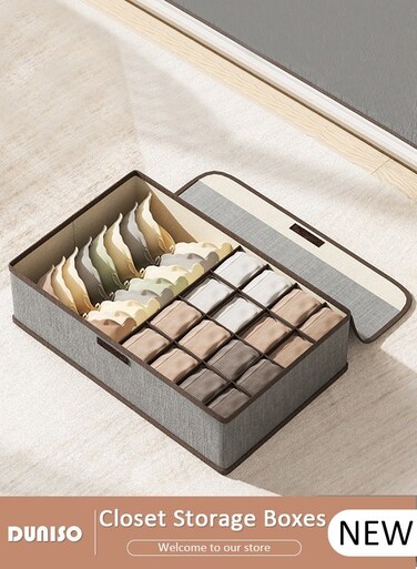 3 in 1 Fabric Closet Storage Organizer Set Foldable Clothes Boxes Large Capacity Wardrobe Stackable Closet Drawer with Handle for Leggings Stockings Socks Underwear